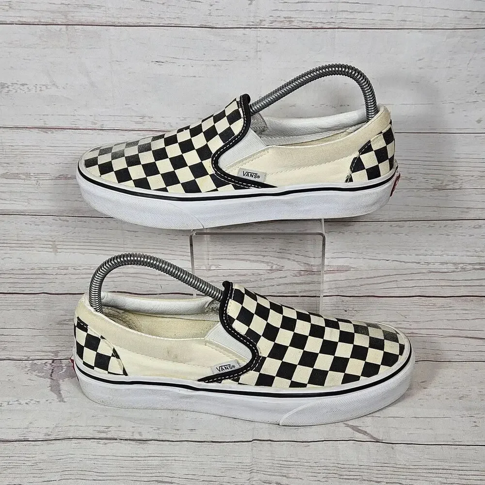Vans Slip On Shoes Women's Black White Checkerboard US 8 Canvas